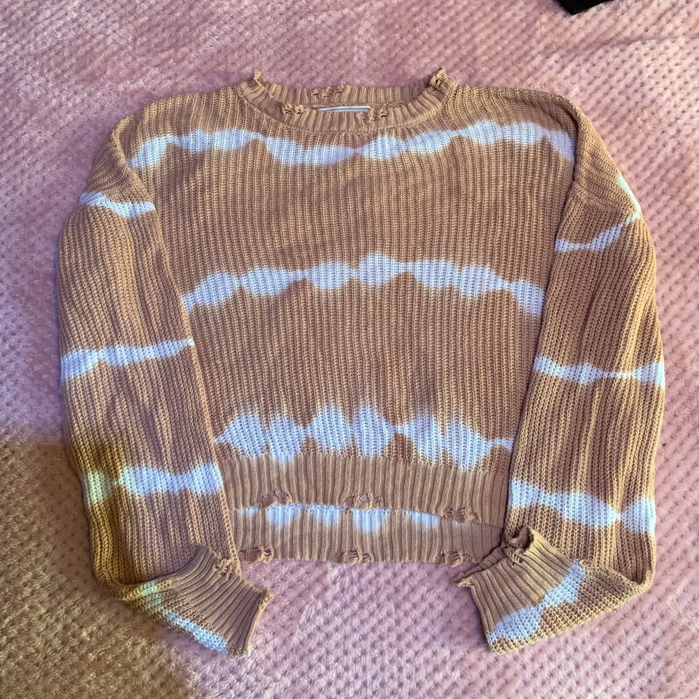Detailed Tan Stripped Sweater